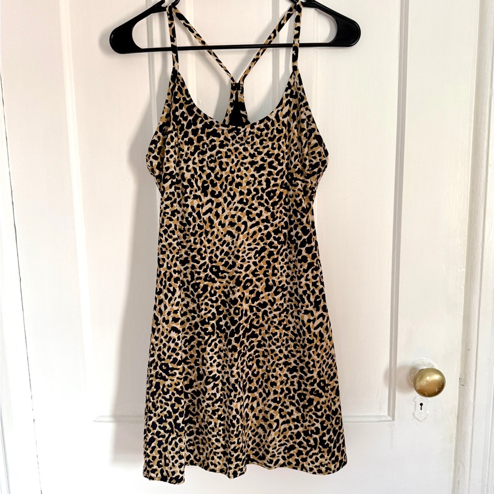 OUTDOOR VOICES Leopard Print Mini Athletic Romper